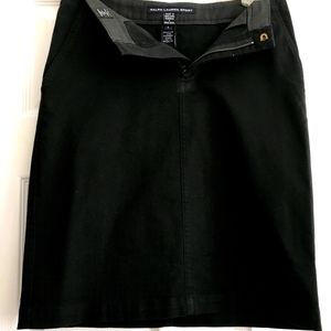 Ralph Lauren Black Cotton Twill Pencil Skirt